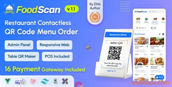FoodScan v1.0- QrCode 餐厅菜单制作器和带餐厅 POS 的非接触式餐桌点餐系统